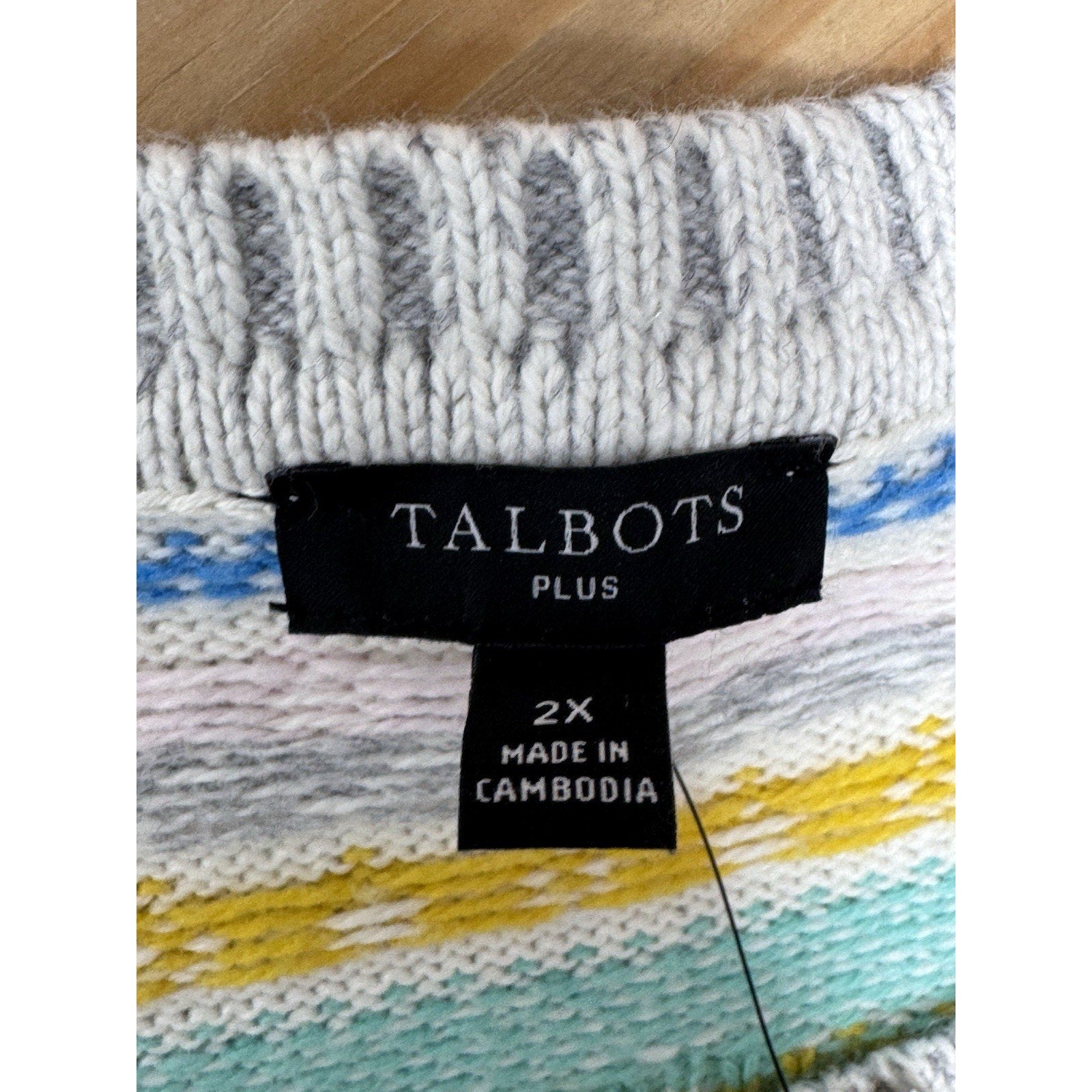 Talbots Plus Fair Isle Multi Striped Crewneck Sweater Women’s Size 2X NWT