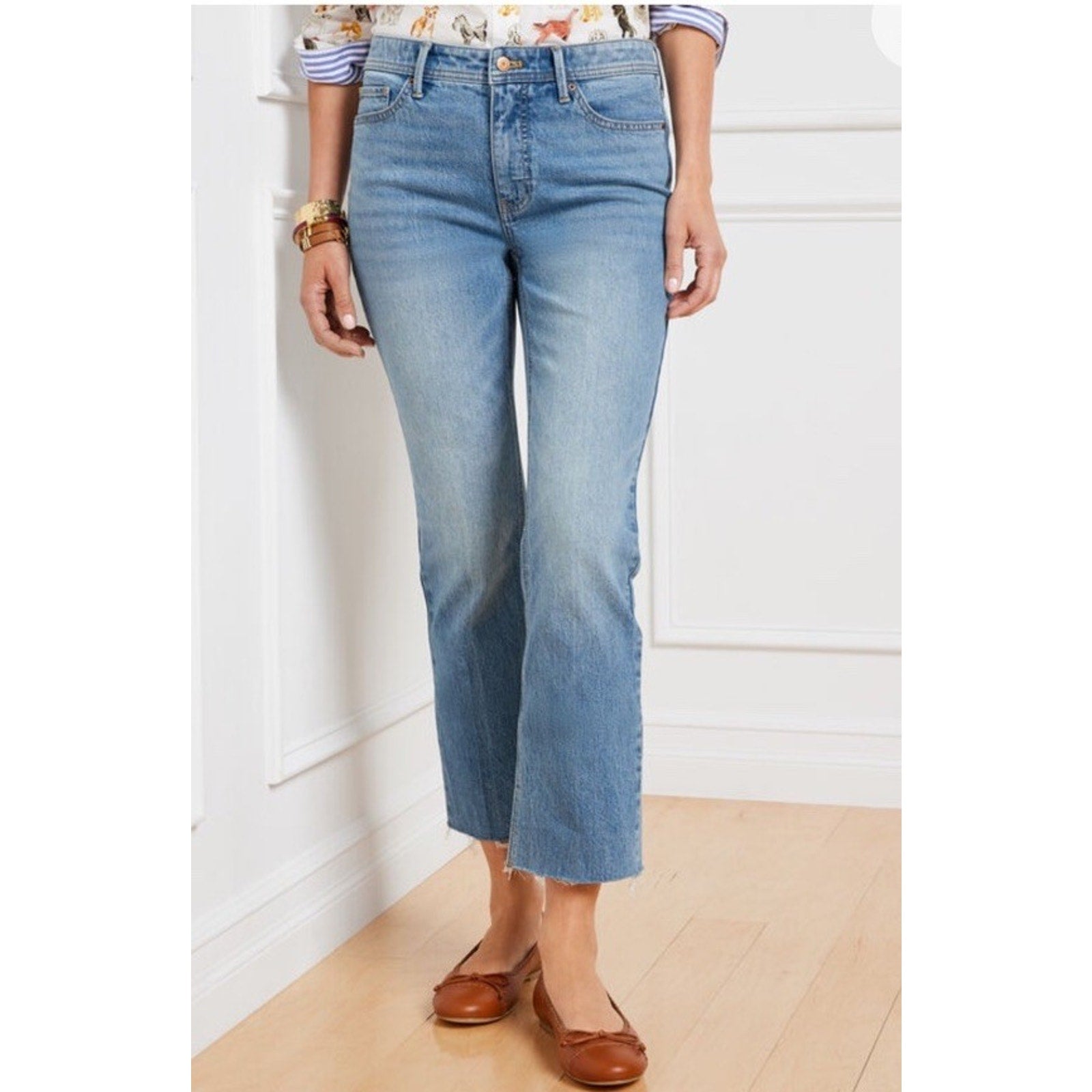 TALBOTS DEMI BOOT CROP DENIM HIGH RISE JEANS SIZE 12 34x26