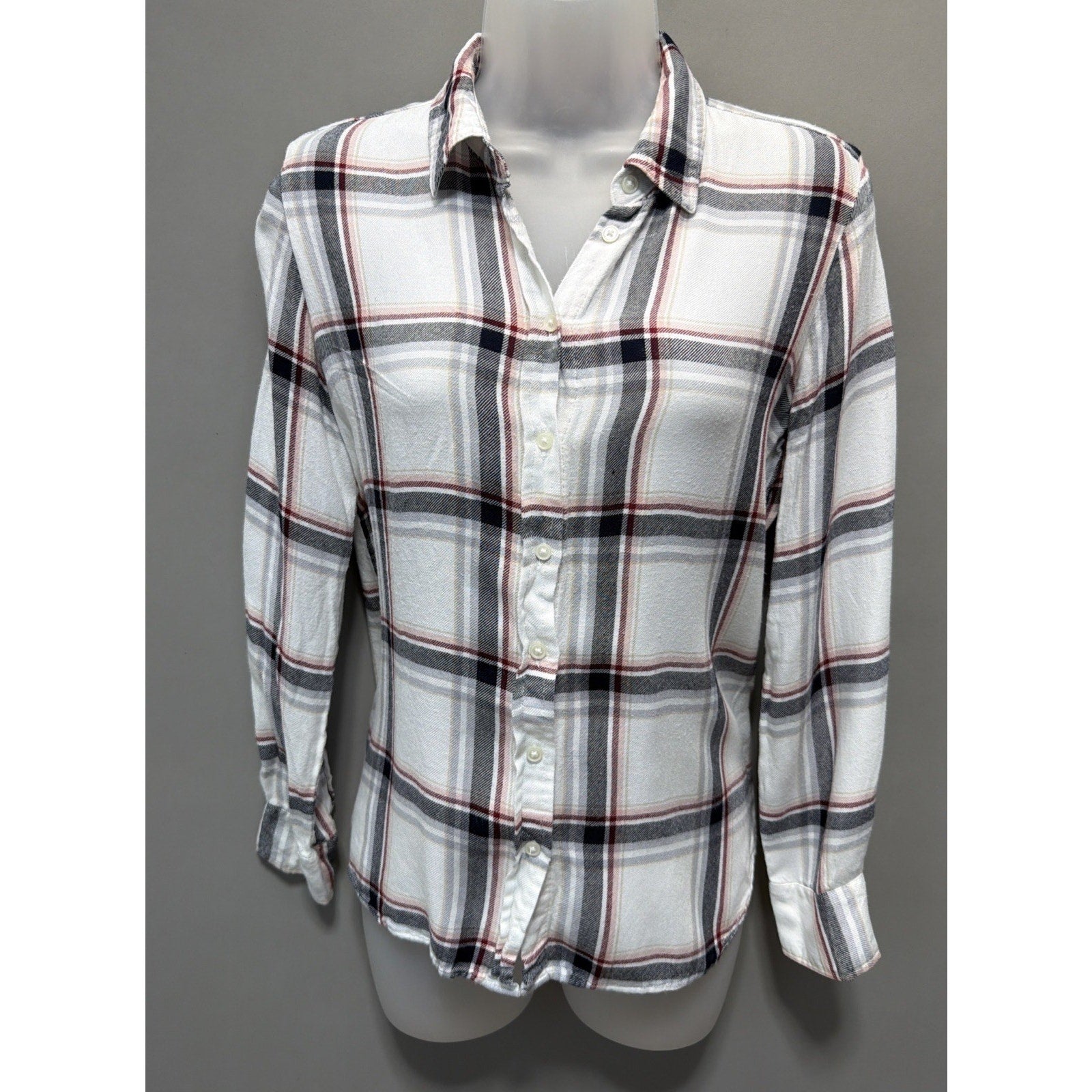Banana Republic Womens Small DILLON Flannel Shirt Plaid EVERYDAY SOFT