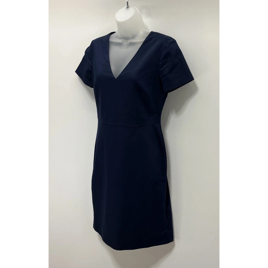 J. Crew Navy V Neck Cap Sleeve Dress Sheath Size 4