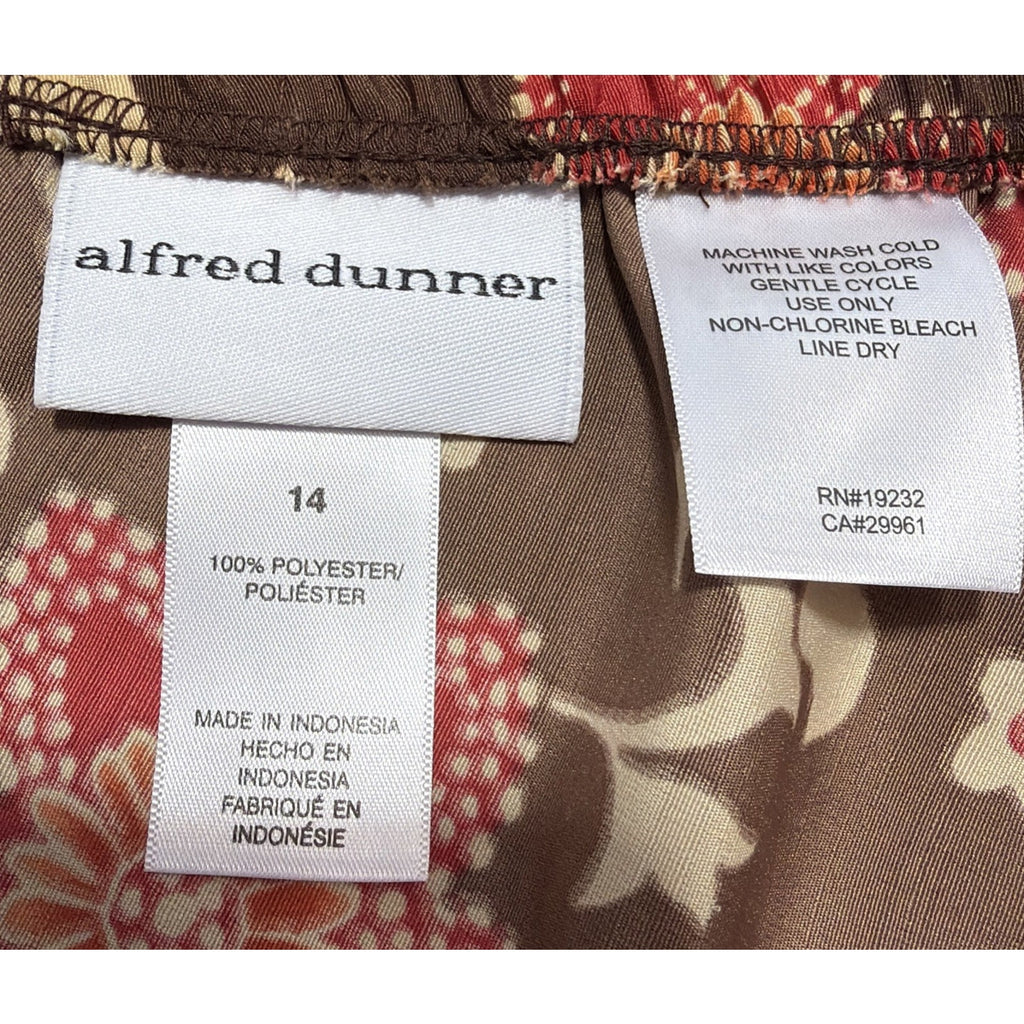 Alfred Dunner Womens Brown Floral Long Modesty Below the Knee Skirt Size 14 NWT