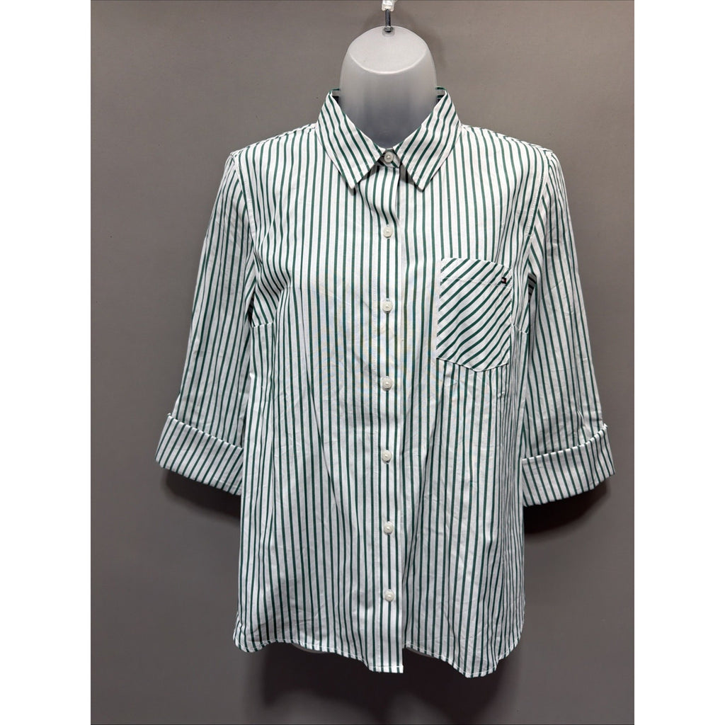 Tommy Hilfiger Womens S Heritage Shirt Button Up Preppy Casual Roll Tab Sleeves