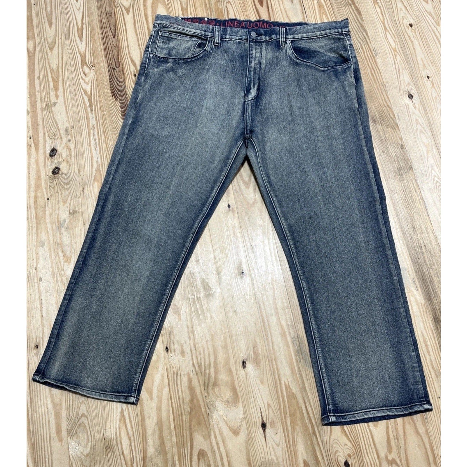Linea Uomo Men's Size 44x30 Relaxed Straight Blue Cotton Blend Stretch Jeans