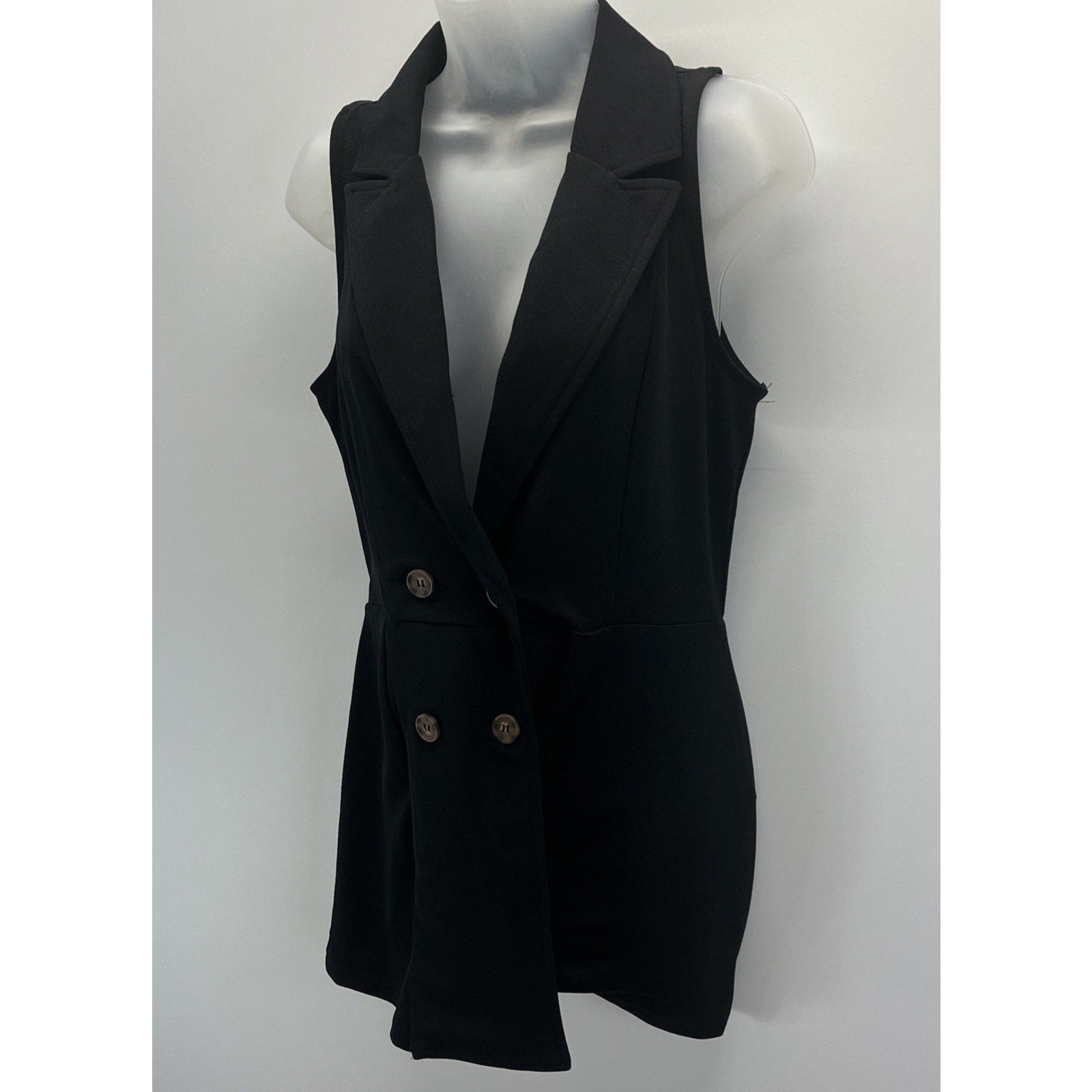 NWT Blue Rain X Francesca’s Womens Black Romper Sz S Button Down Sleeveless