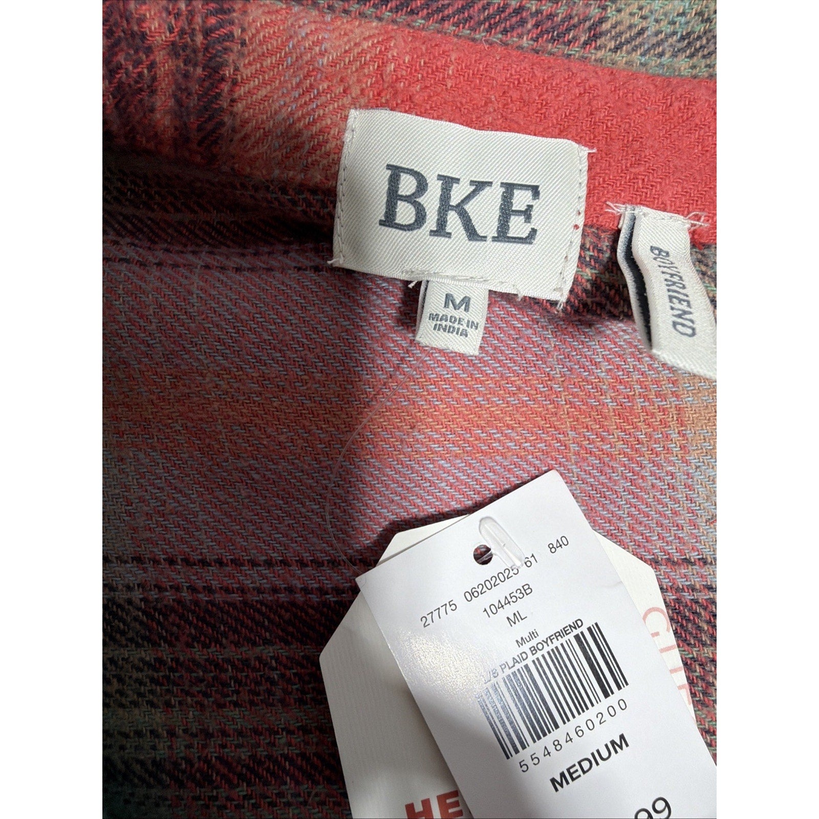 BKE Womens Brushed Knit Flannel Shirt Oversized Boyfriend Fit Size Medium