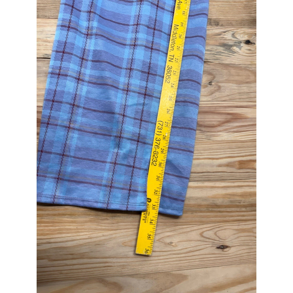 Y2K Just Polly - Rue 21 Blue Plaid Short Slit Leg Dress Size X-Small Stretch NWT