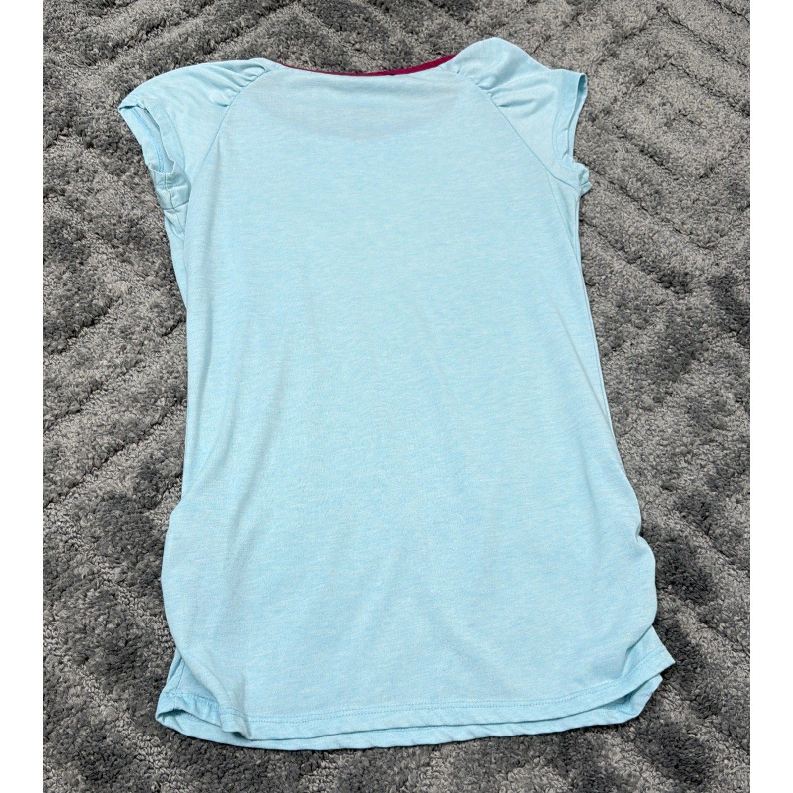Nike Girls Dri-Fit Long Length S/S Top With Ruching Aqua Blue Size L