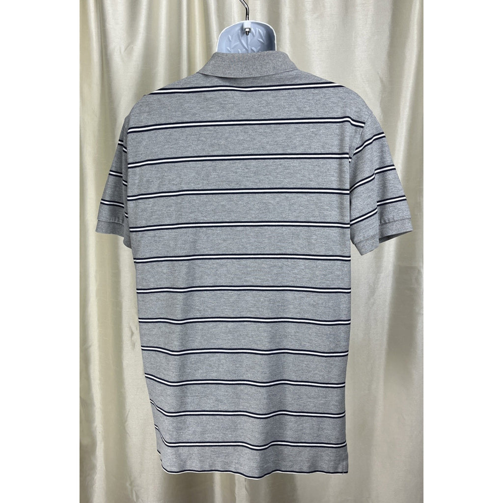 Polo Ralph Lauren Vintage Y2K Gray Navy Striped Cotton Shirt Men's Size L