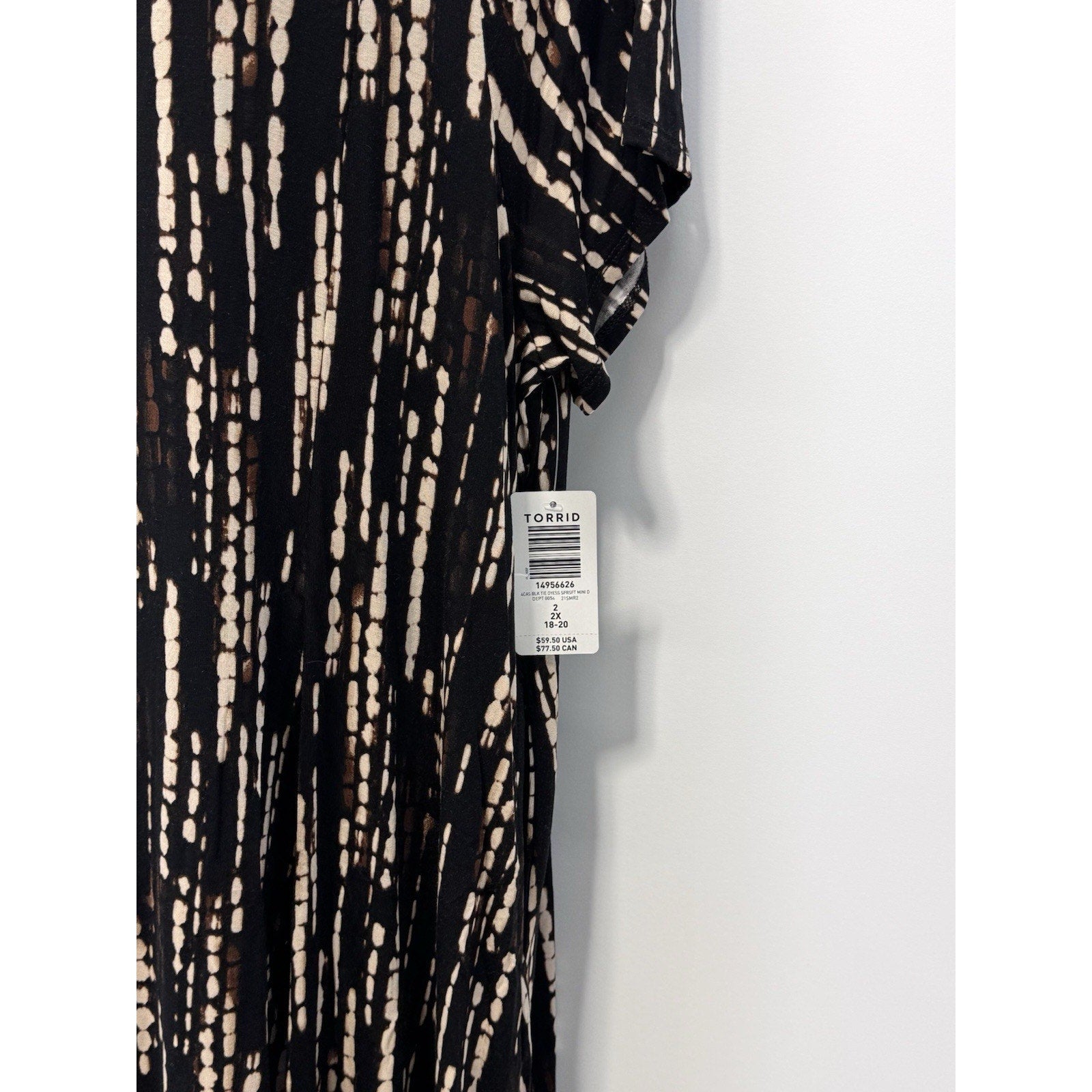 Torrid Super Soft Black TieDye Knit Jersey Dress Short Sleeve Women Plus size 2