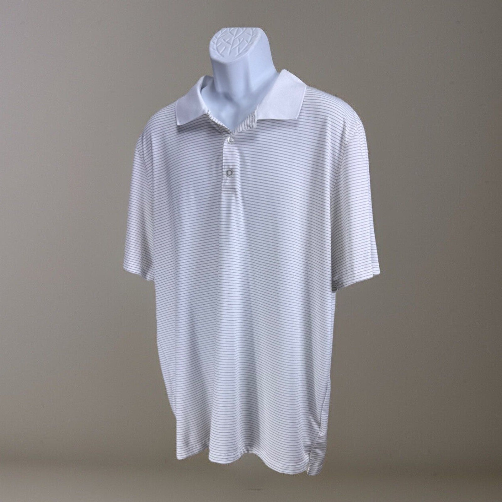 Men's BCG Academy Golf Activewear White Striped Polo Shirt Size XL