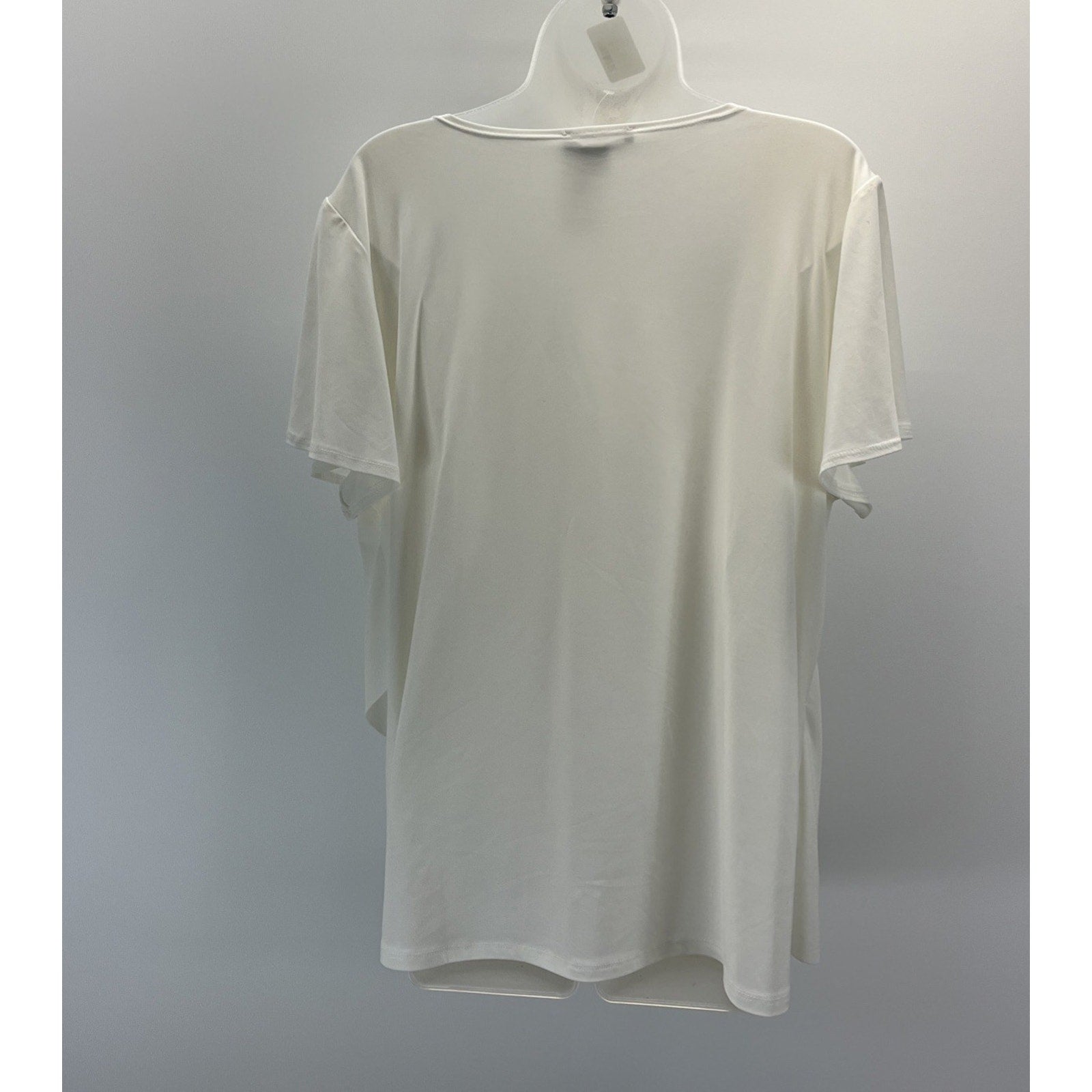 Roz & Ali Top Plus 2X Ivory Short Sleeve Pullover Blouse Stretch