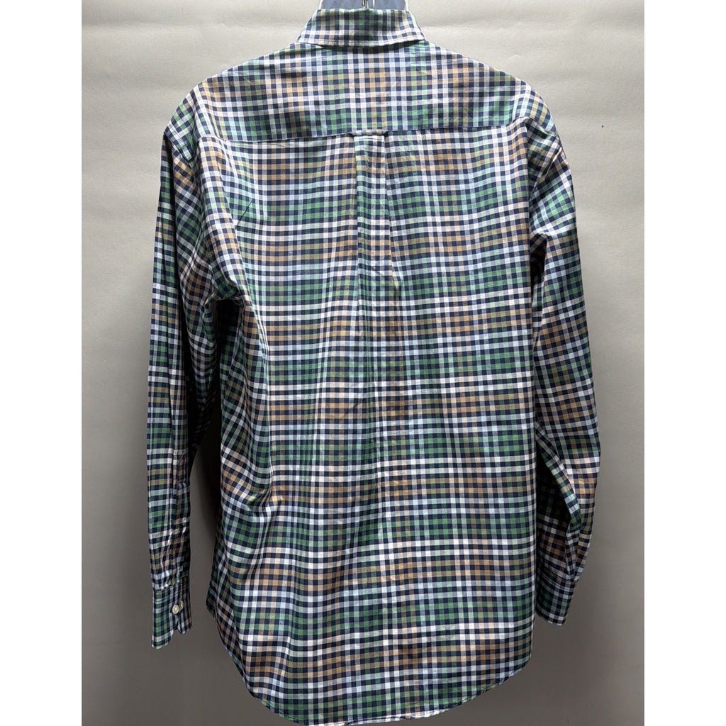 COTTON BROTHERS Men’s L Gingham Wrinkle Free Button Up Shirt Long Sleeve Cotton