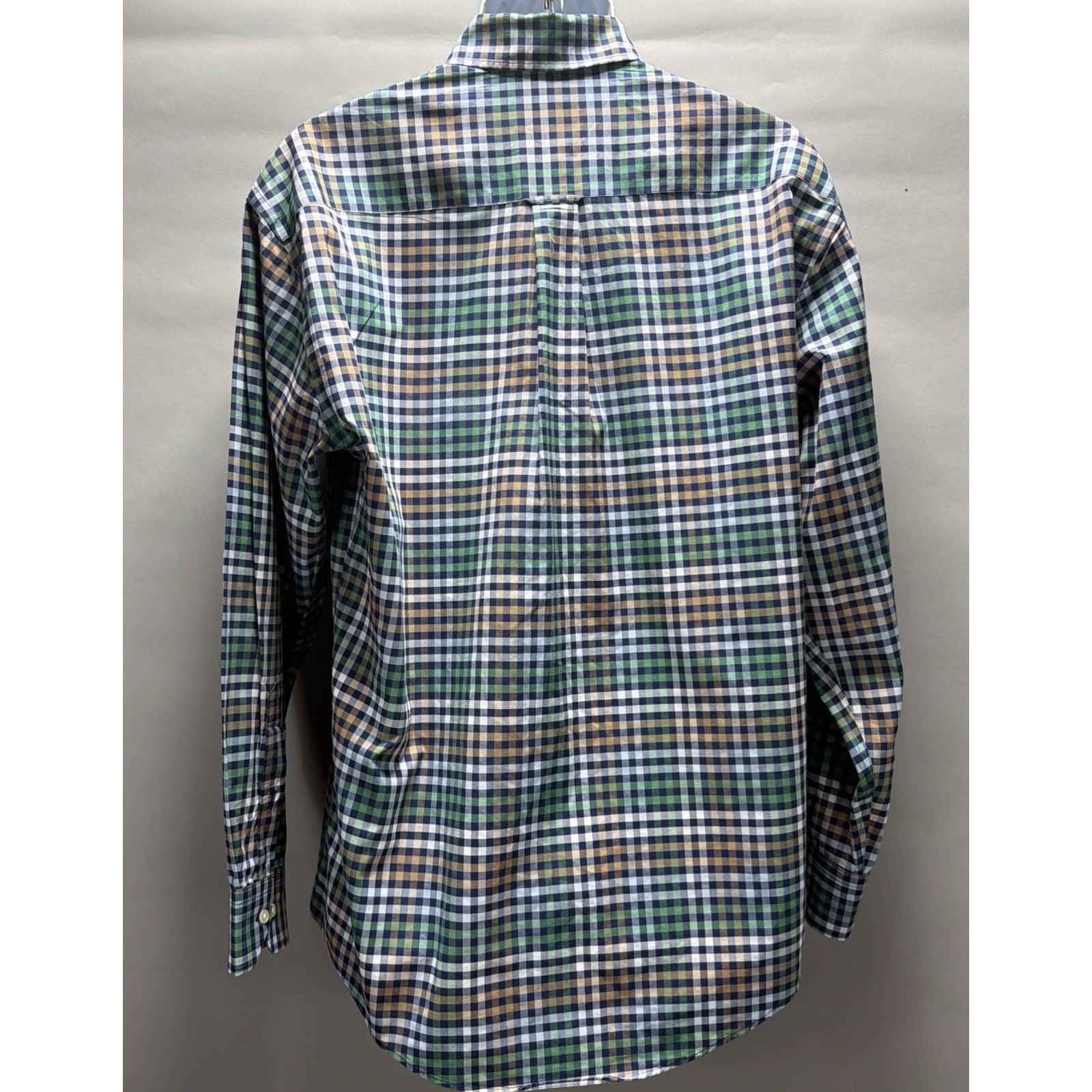 COTTON BROTHERS Men’s L Gingham Wrinkle Free Button Up Shirt Long Sleeve Cotton