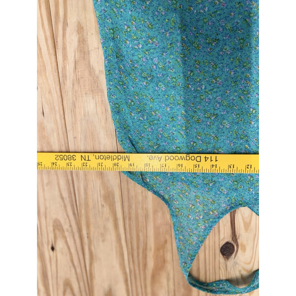 Juniors Women Bongo Sheer Floral Teal Green Racerback Tank Blouse Size XL