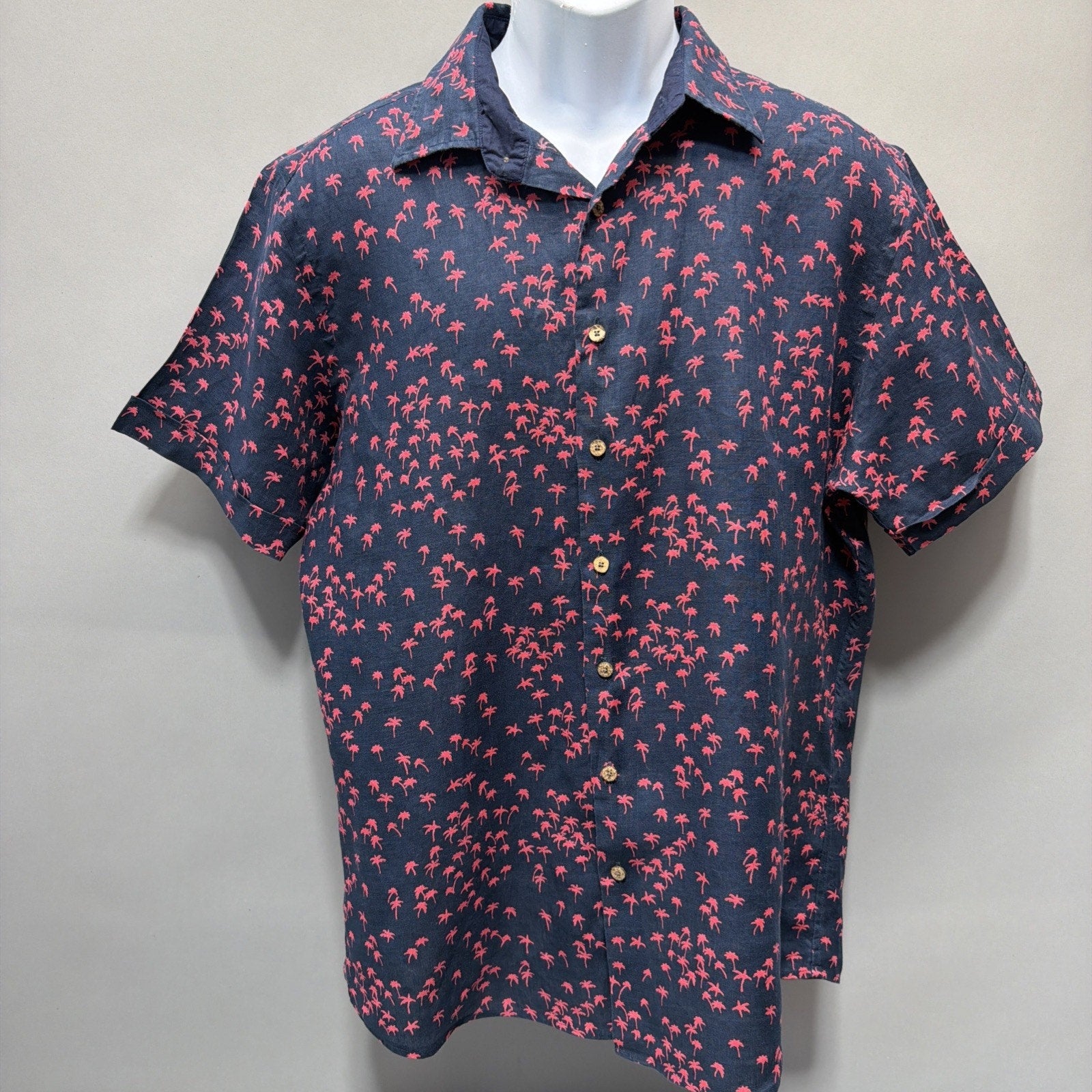 RODD AND Gunn Broadbay Sports Fit Short Sleeve Button Up Linen Shirt Size L