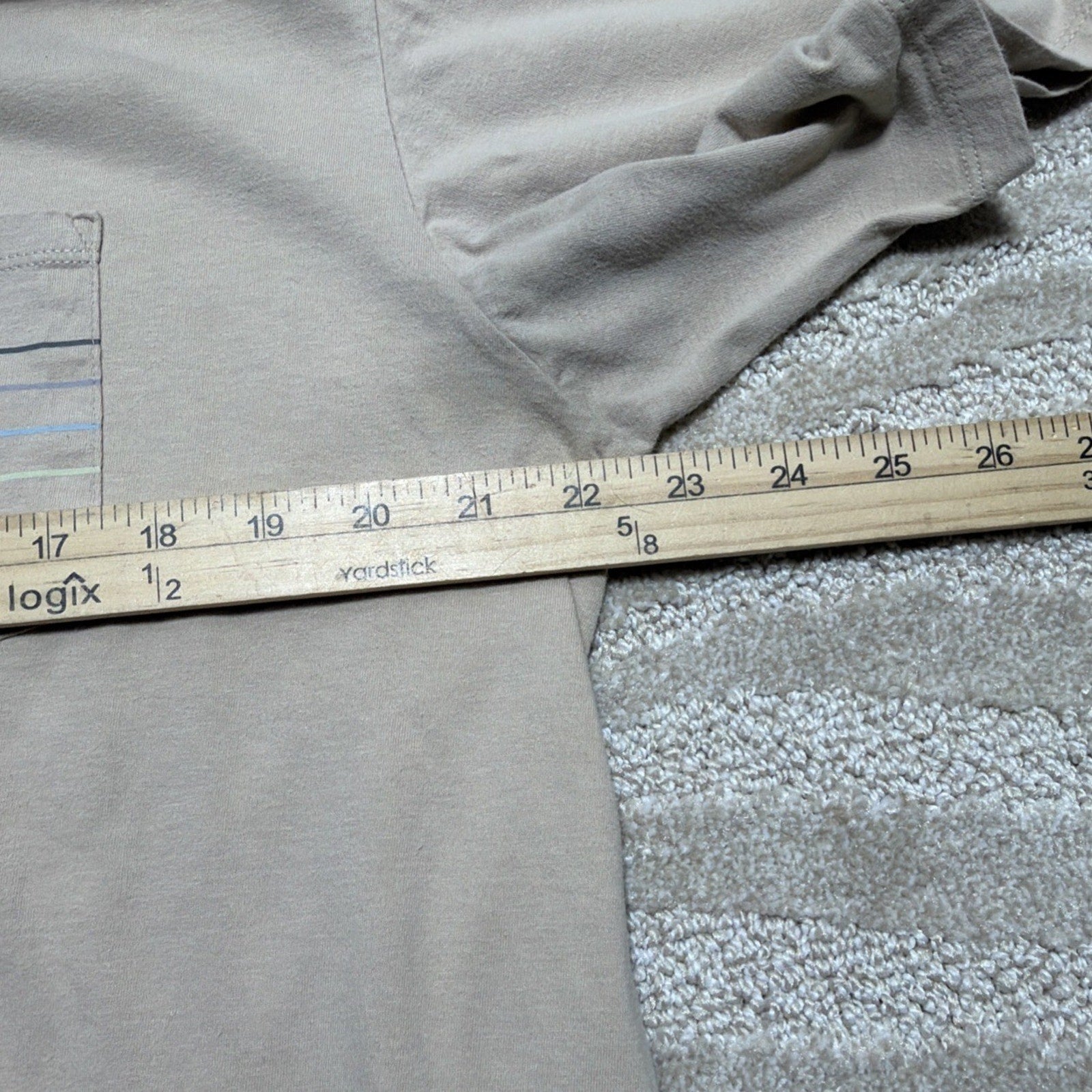 Patagonia Men's Line Logo Ridge Stripe Organic Pocket T-Shirt (Oar Tan) L