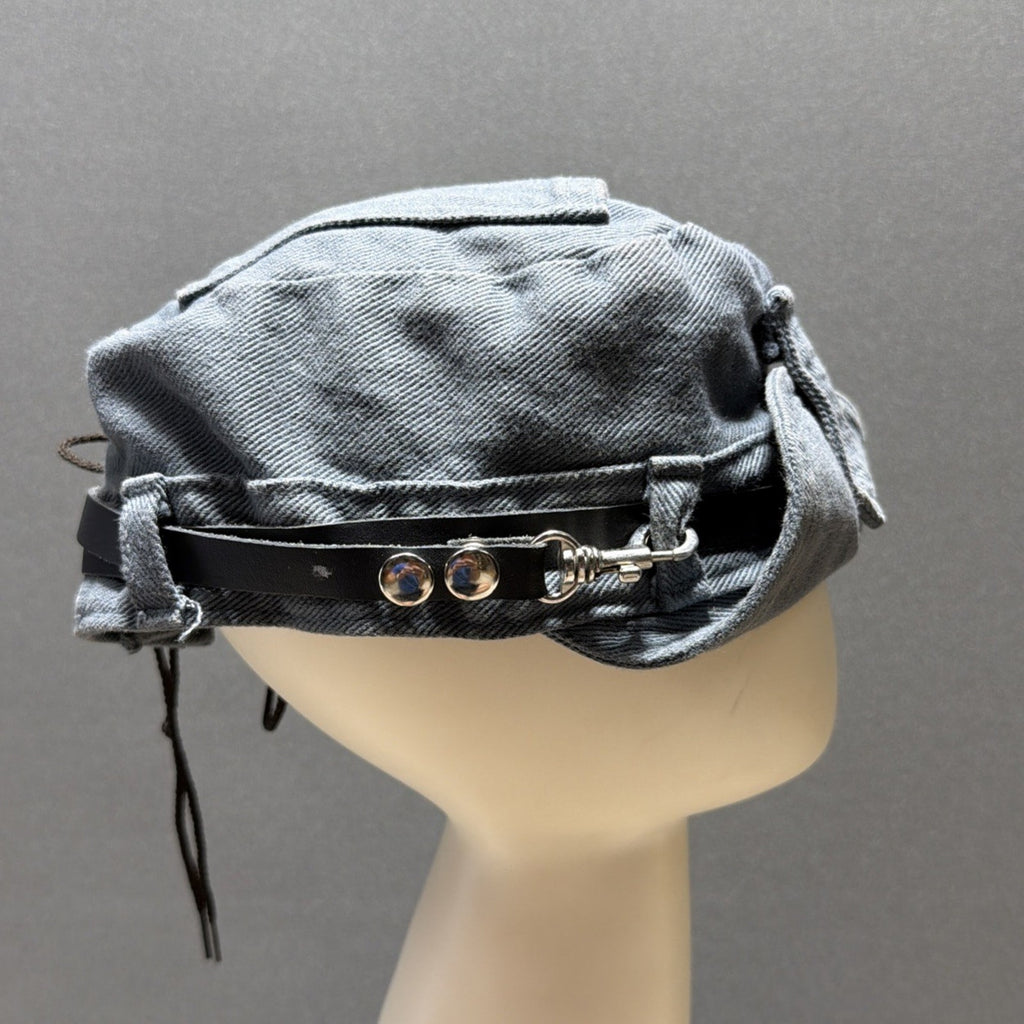 Robo Cap Denim Biker Hat Cap Size M The Road Rag Vintage Unisex With HD Patch