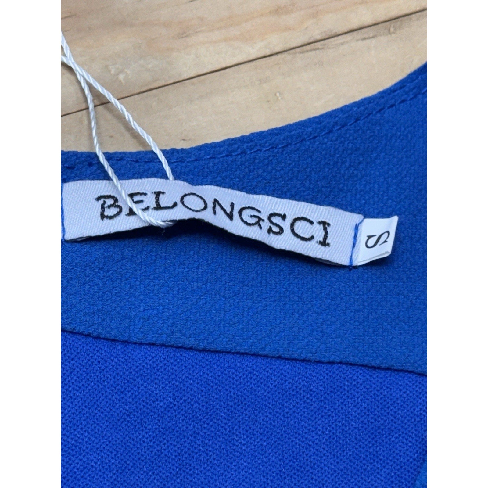 BELONGSCI Blue Dress V-Neck Bell Sleeve Shift Dress Mini Dress Women’s Size S