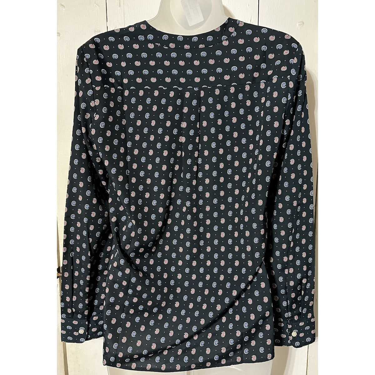 BANANA REPUBLIC Navy Paisley Foulard Long Sleeve Button Front Blouse Size XS