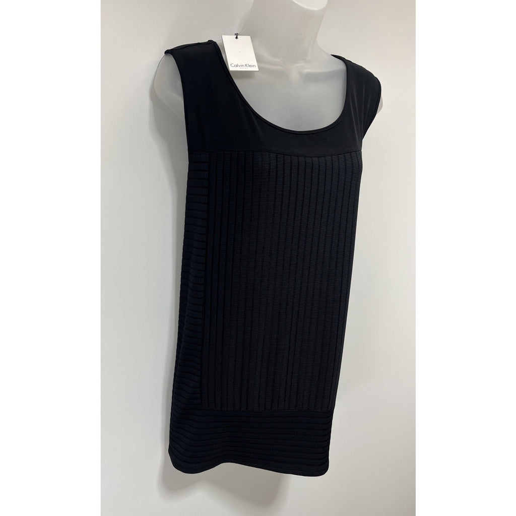 NEW Calvin Klein Sleeveless Black Ribbed Flowy Tunic Top Blouse 3X Dressy Lined