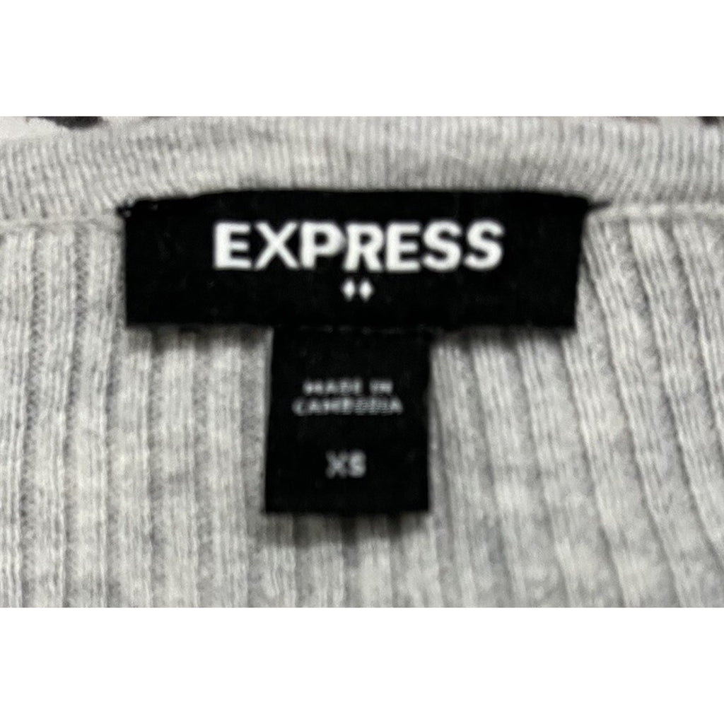 Express Womens Cotton Blend LS Scoop Neck Gray Sweater Shirt Women's Size XS