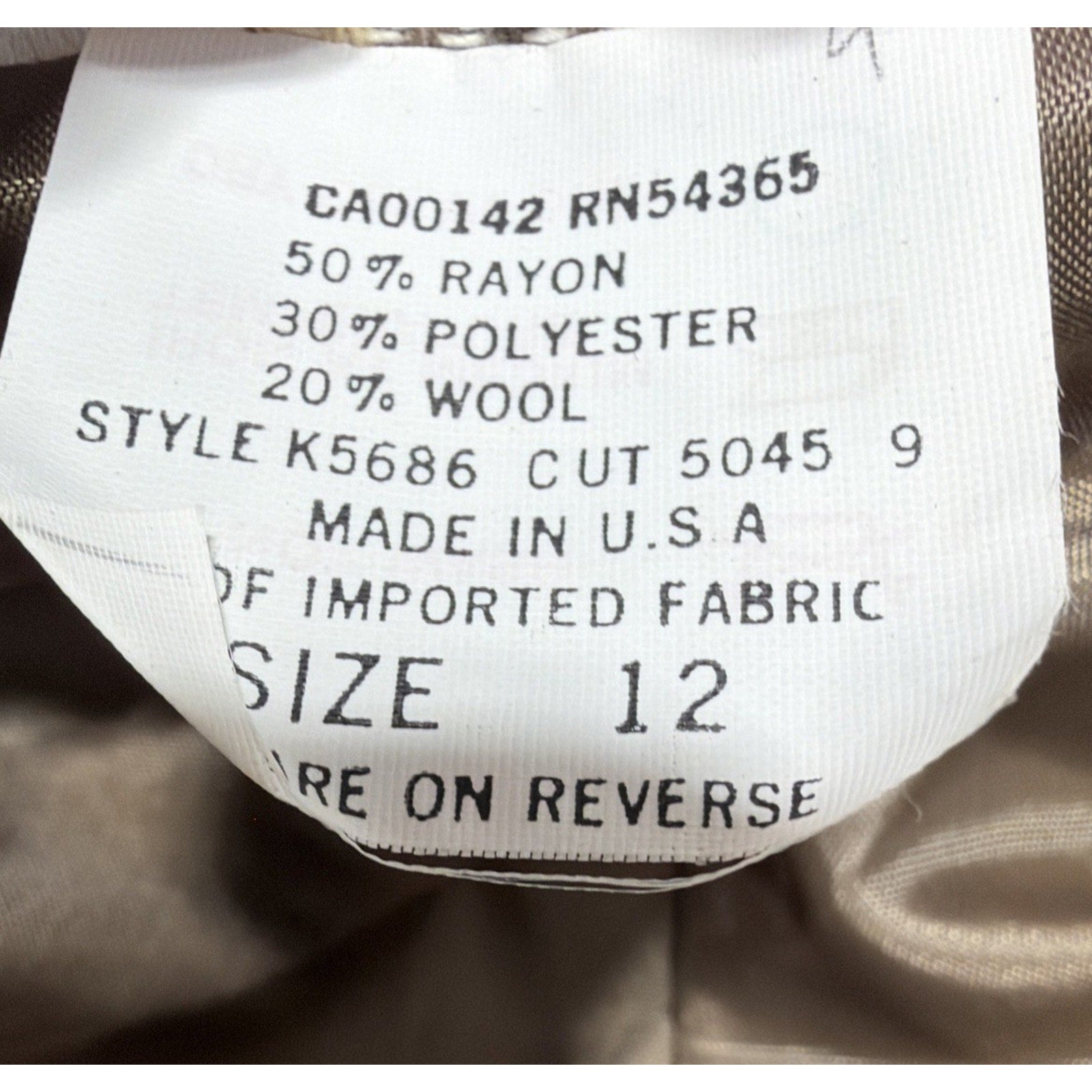 Vintage Women's Tan Jay Sz 12 Wool Blend Houndstooth BLAZER Jacket Made In USA