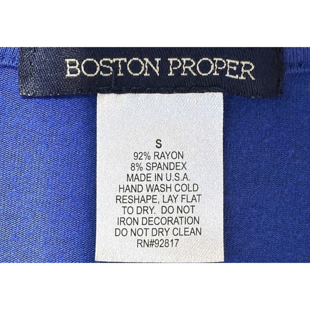 Boston Proper Womens Blue Sz S Stretch Jersey Knitted Top Blouse