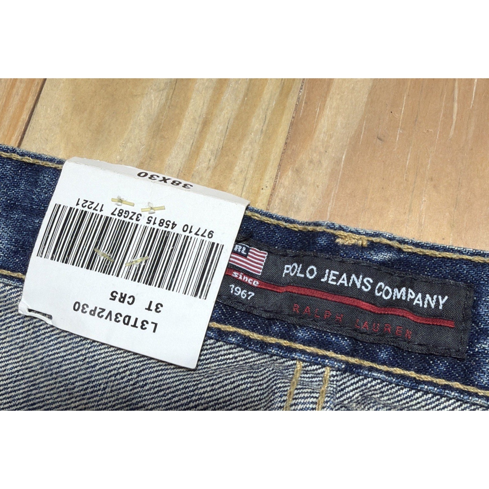 Vintage Ralph Lauren Polo Jeans Co Baggy Fit Blue Denim Loose Fit 38x30 NWT
