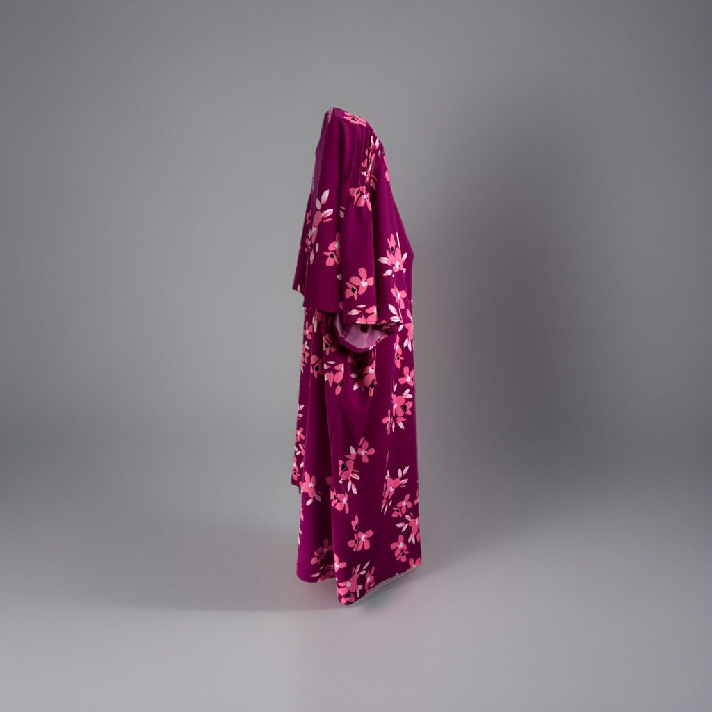 Liz Claiborne Women's Floral Top XXL Pink Flutter Sleeve Stretch Office Fairy