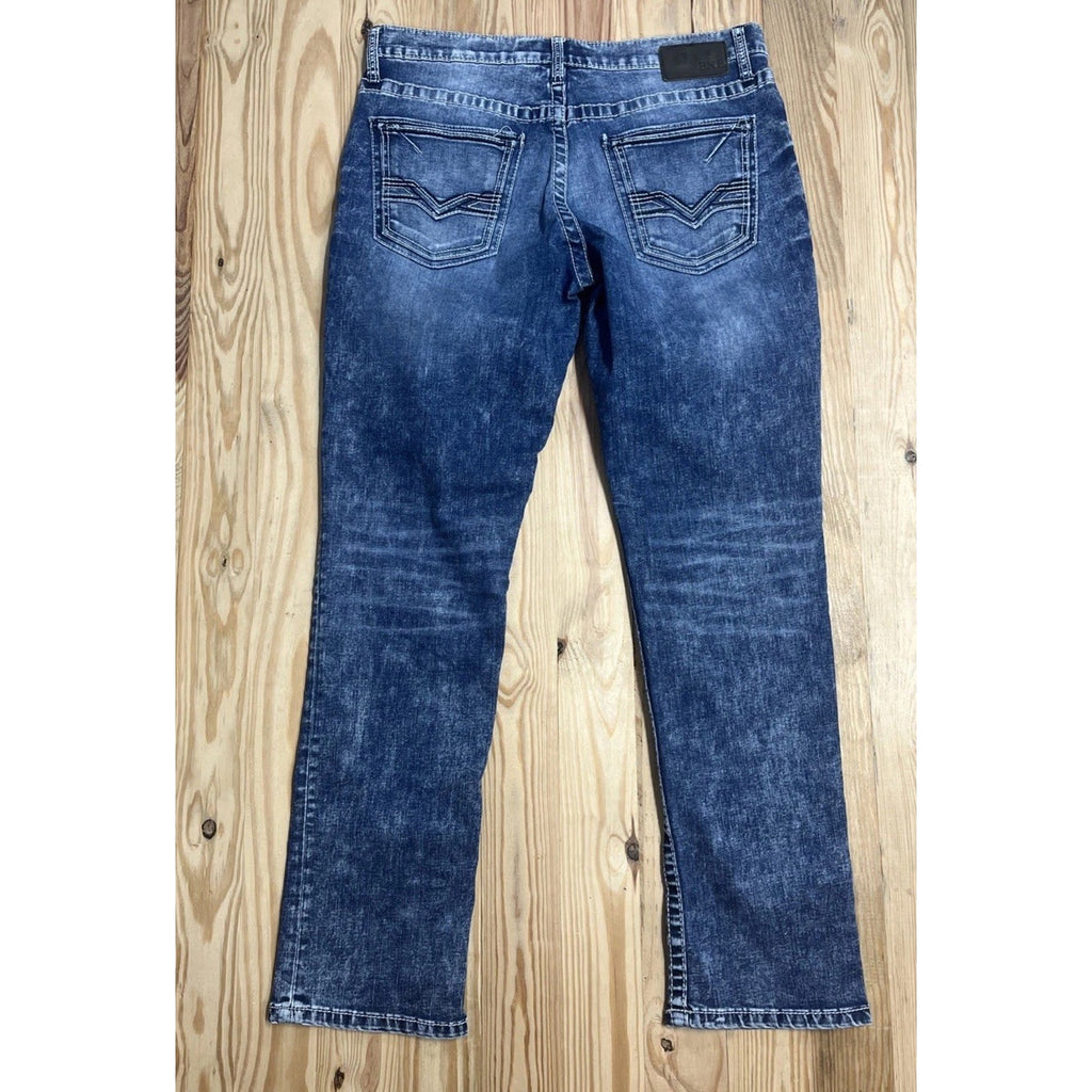 Buckle BKE Carter Jeans Mens 34 Blue Straight Leg Thick Stitch Denim 34x32