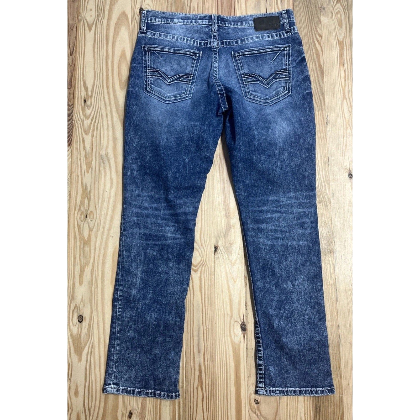 Buckle BKE Carter Jeans Mens 34 Blue Straight Leg Thick Stitch Denim 34x32