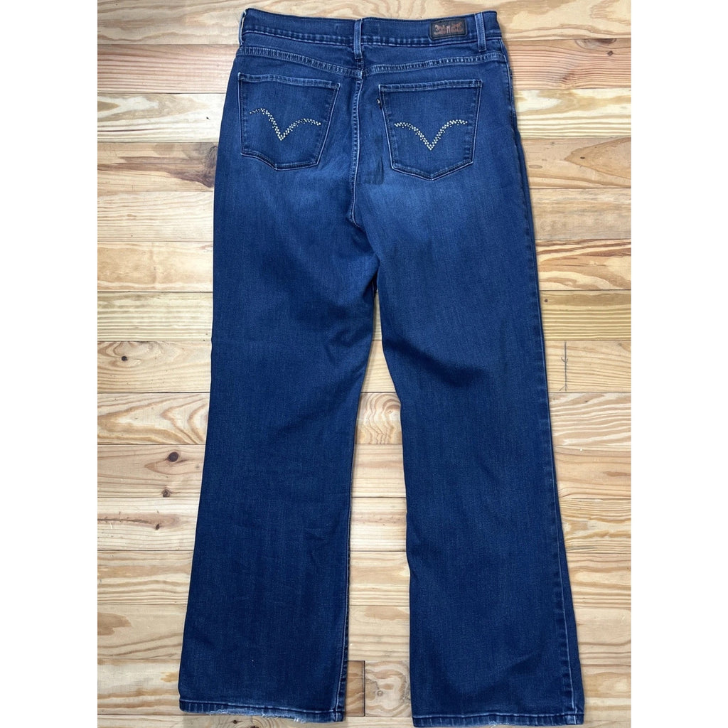 Levi's Perfectly Slimming 512 Bootcut Jeans Women's Size 14 Blue Rhinestone