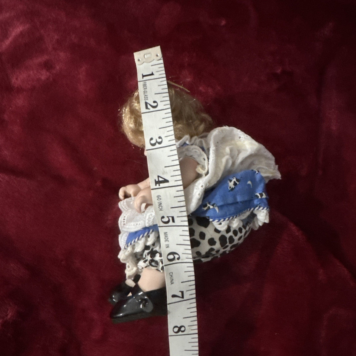 Marie Osmond Tiny Tot 5” Seated Porcelain Doll “Got Milk?”