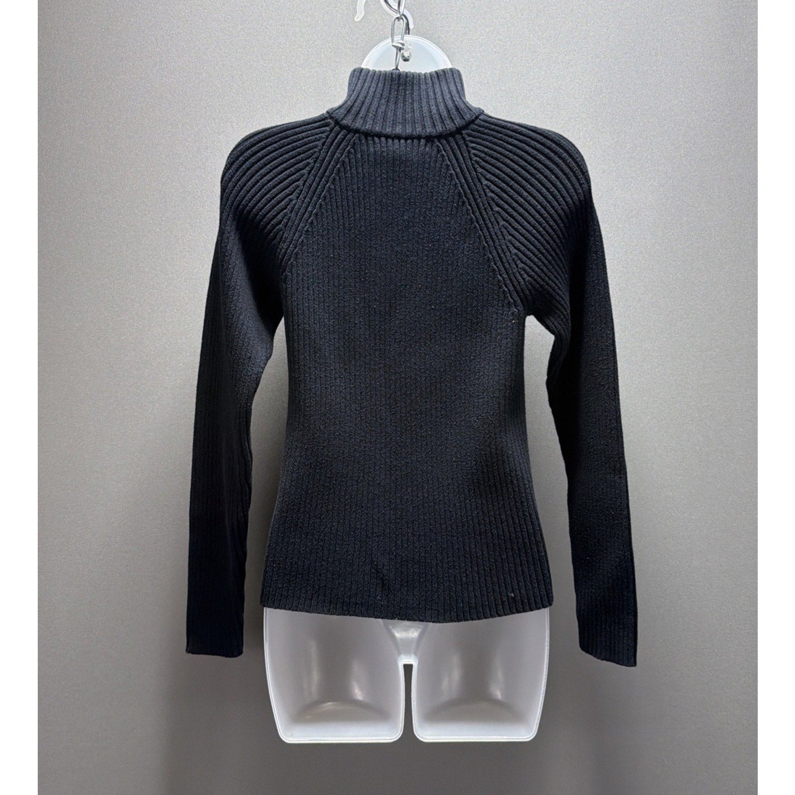 Ralph Lauren Heavyweight Black Cotton Ribbed Turtleneck Sweater Size M Spot
