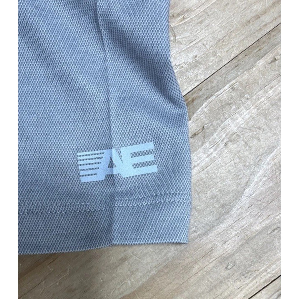 American Eagle Jersey Polo Shirt Mens M Gray Short Sleeve Soft Preppy Casual