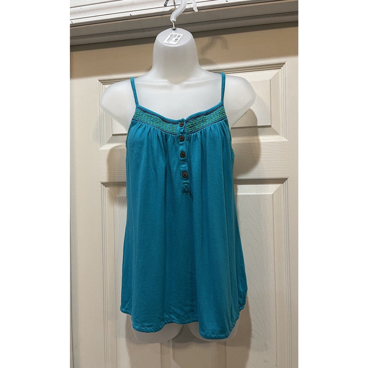 Old Navy Teal Blue Embellished Button Front Women's Size Medium Tank Top