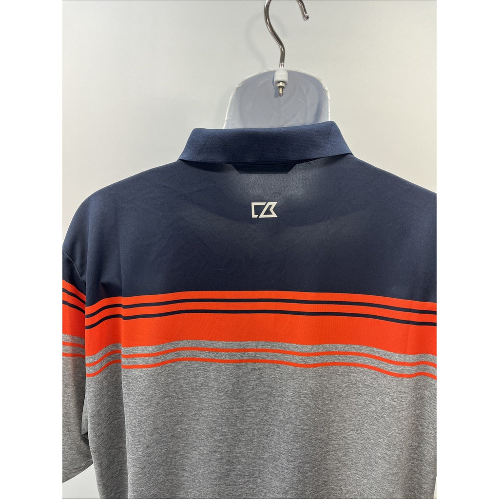 Cutter & Buck CB DryTec Valiant Stripe Polo Shirt Men's L Short Sleeve Golf