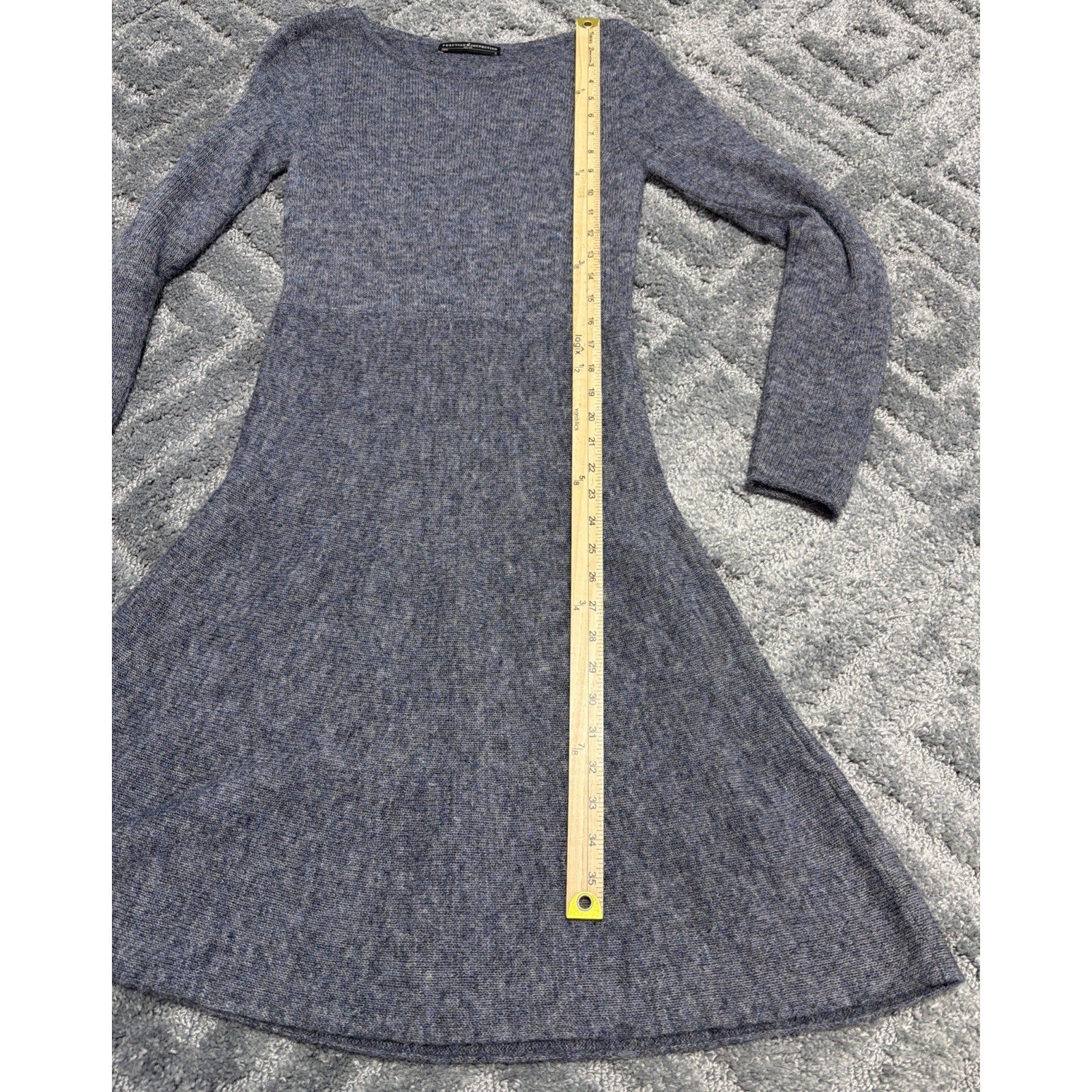 Peruvian Connection Gray Alpaca Wool Blend Long Sleeve Sweater Dress sz Small