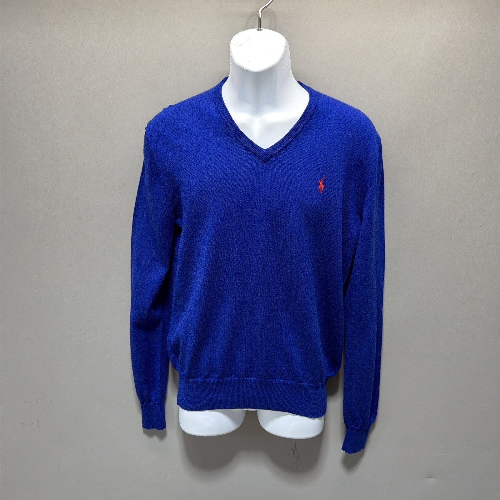 Polo Ralph Lauren V-Neck 100% Italian Wool Sweater Pullover Flaw