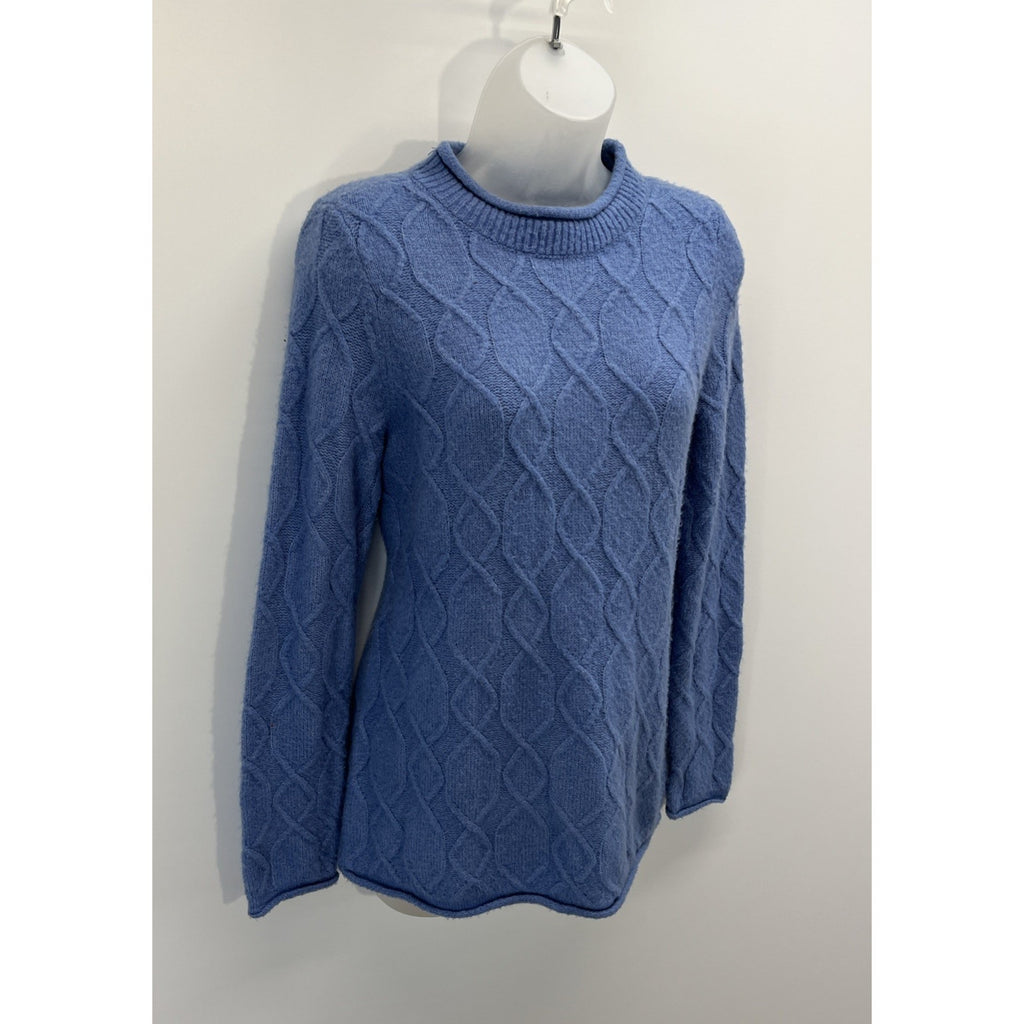 Talbots Womens M Wool BlendSweater Mock Neck Pullover Cable Knit Long Sleeve