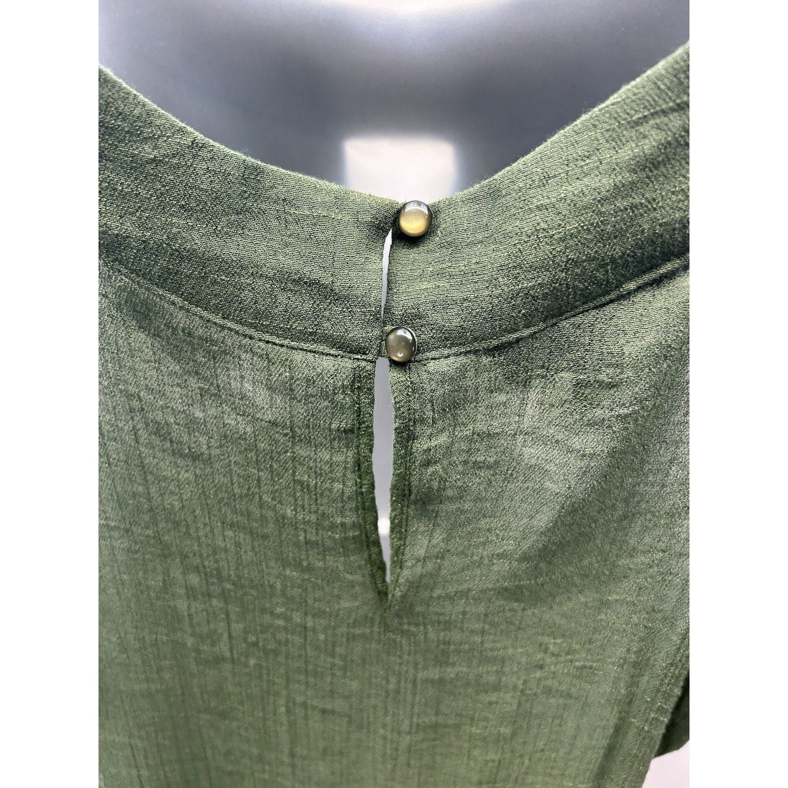 AB Studio Beaded Embellished Gauze Sleeveless Top Medium Asymmetrical Hem Green