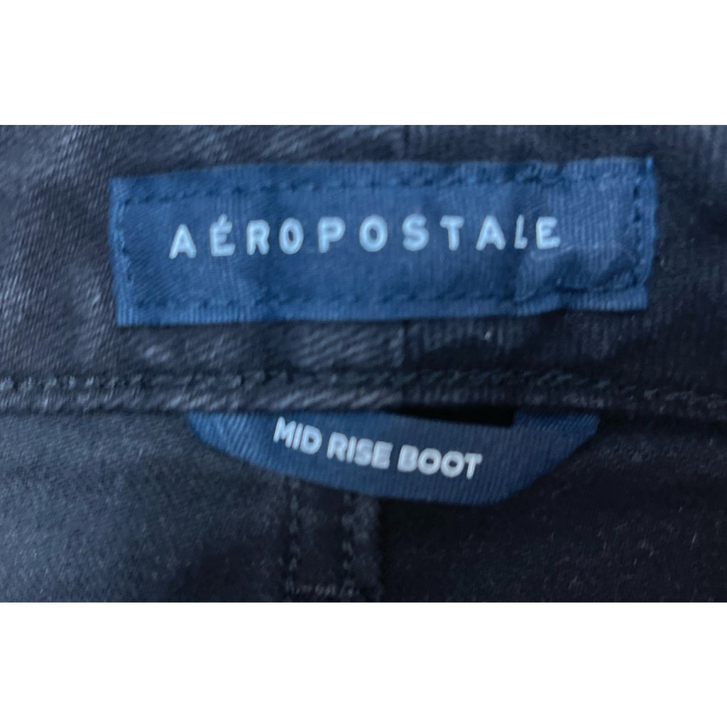 AERO Aeropostale Black Jeans Womens Reg Stretch Mid Rise Boot Cut Size 8 Short