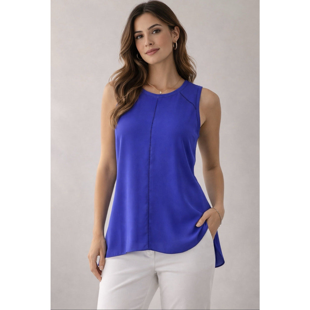 WHBM White House Black Market XS Ultra Marine Sleeveless Blouse NWT $78