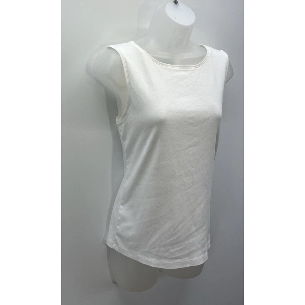 Karen Scott Women's White Sleeveless Ribbed Tank Top Size PL