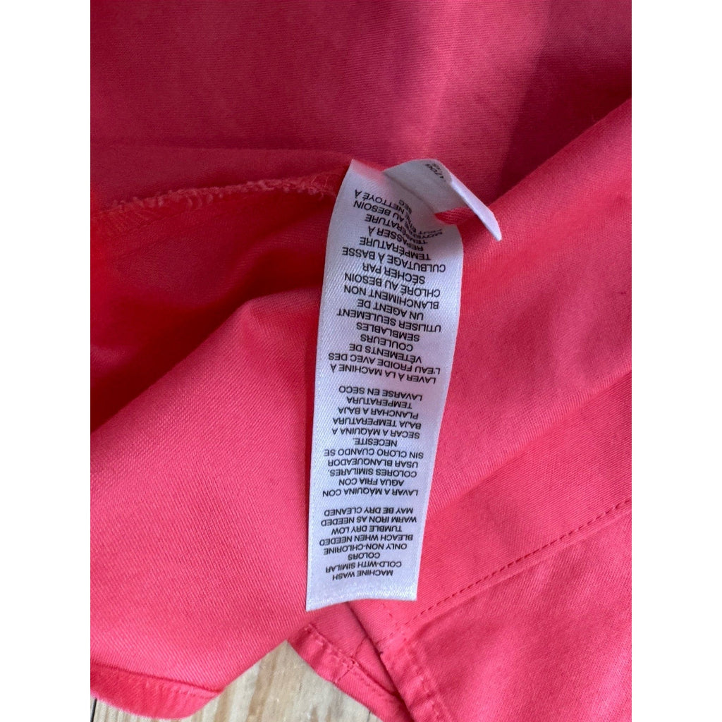 Chicos Wrinkle Resistant Button Up Shirt Size 3 US XL Coral Pink Long Sleeve