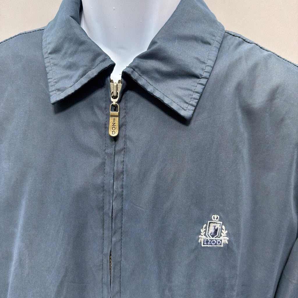 Vintage izod Bomber Jacket Blue Large Zip Vented Back Men’s Mesh Lined