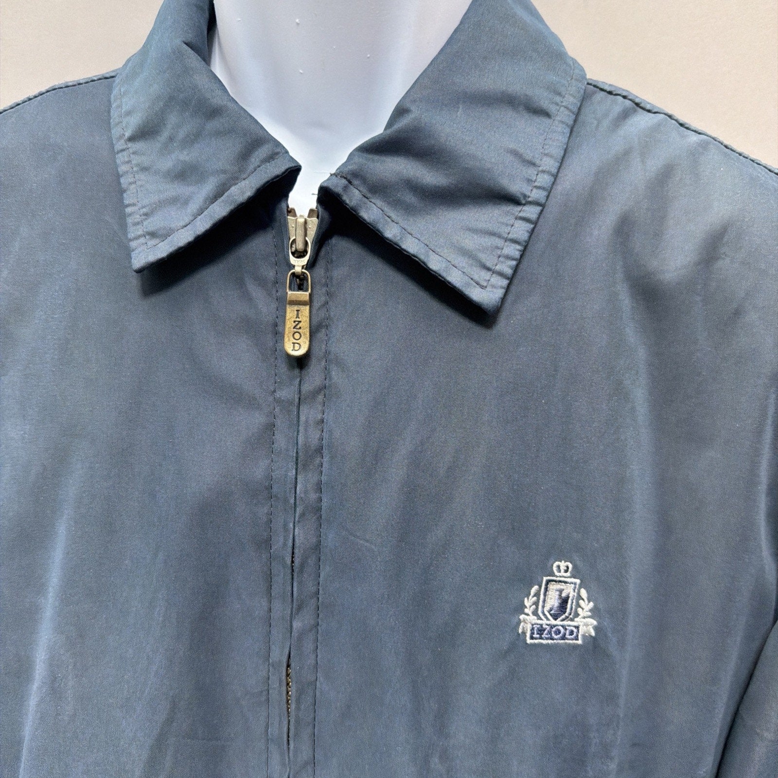 Vintage izod Bomber Jacket Blue Large Zip Vented Back Men’s Mesh Lined