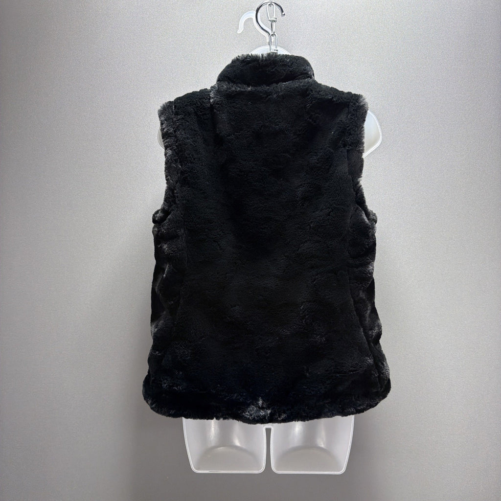 Nicole Miller Reversible Faux Fur Quilted Puffer Vest Black Women’s S NWT