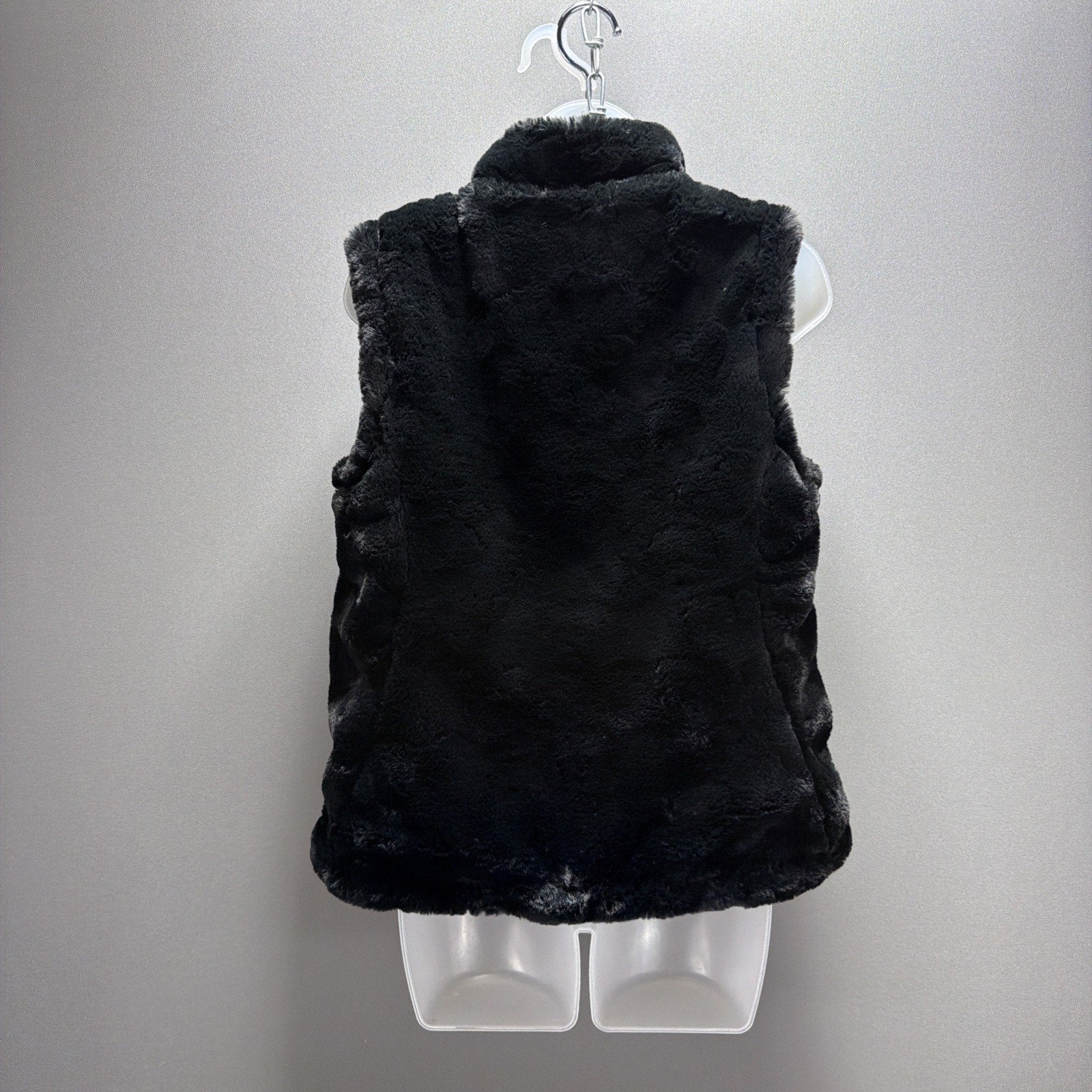 Nicole Miller Reversible Faux Fur Quilted Puffer Vest Black Women’s S NWT