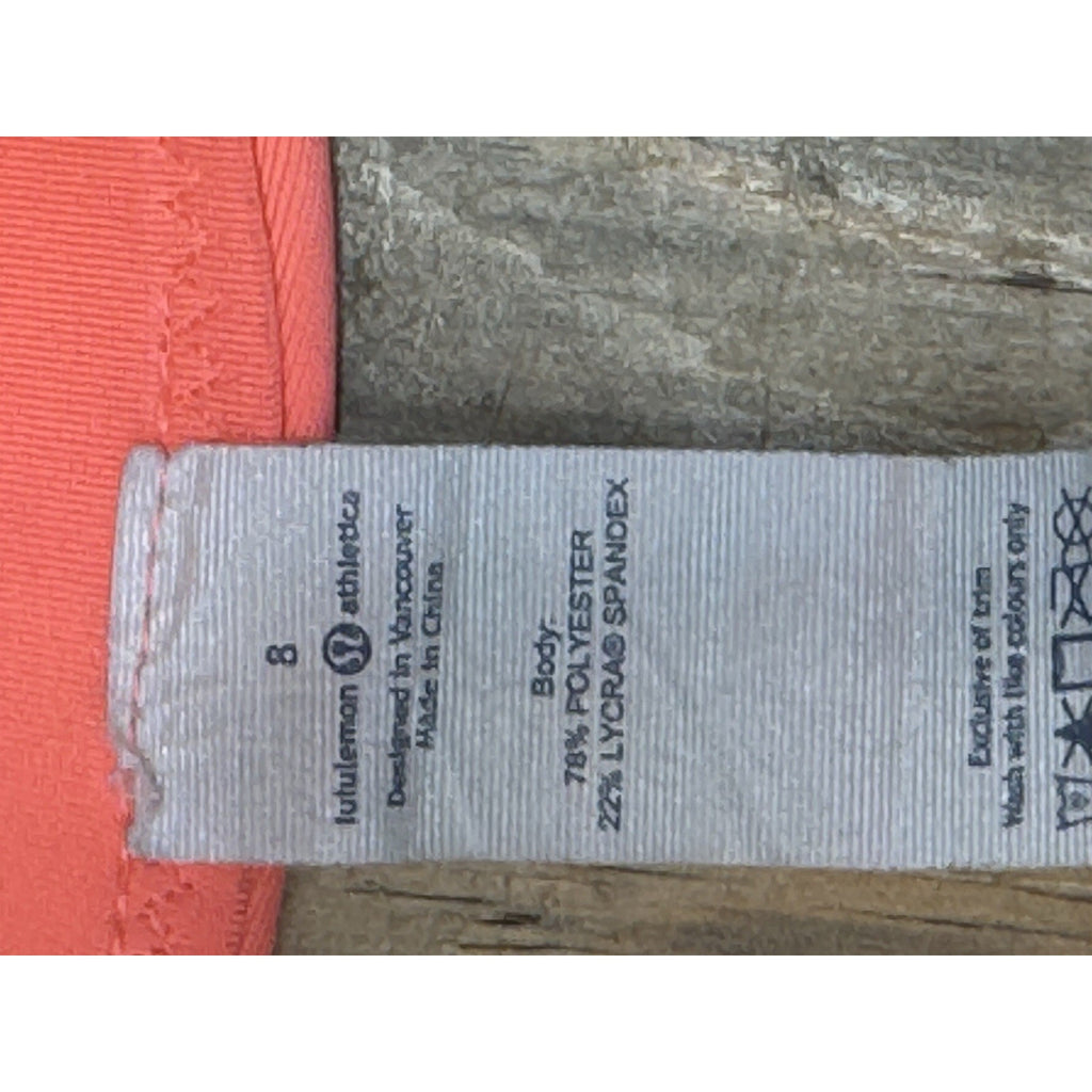 Lululemon Flow Y Sports Bra in a Bright Orange Coral Women’s Size 8